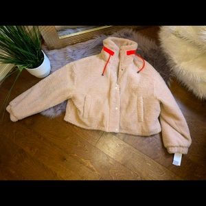 Fuzzy nordstrom’s cropped zip up jacket